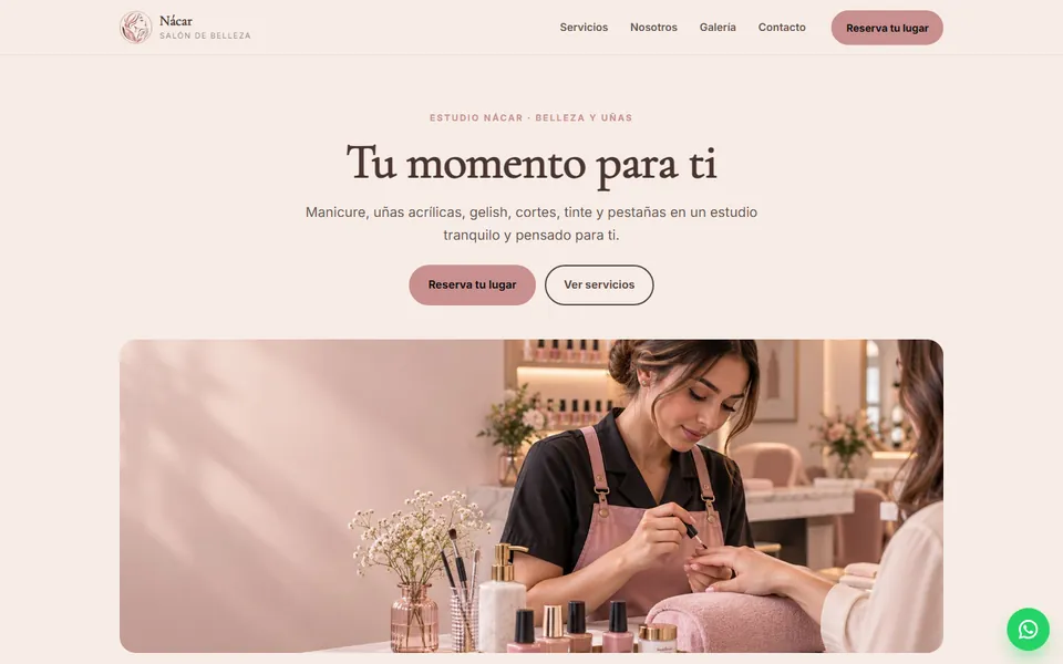 Diseño estética elegante para salón de belleza: portada de Estudio Nácar · Belleza y uñas