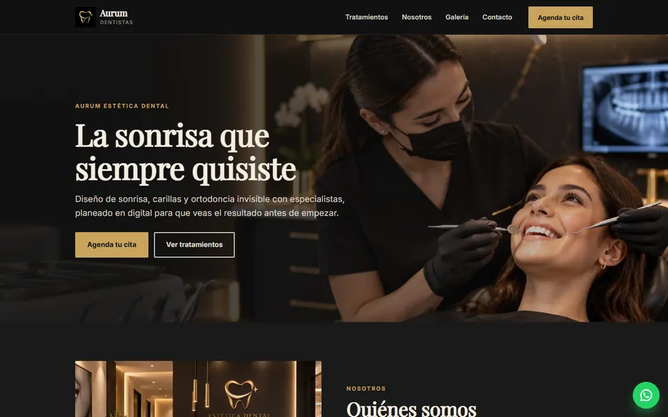 Diseño estética premium para dentistas: portada de Aurum Estética Dental