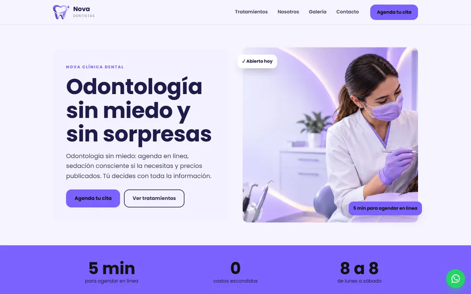 Diseño moderno fresco para dentistas: portada de Nova Clínica Dental
