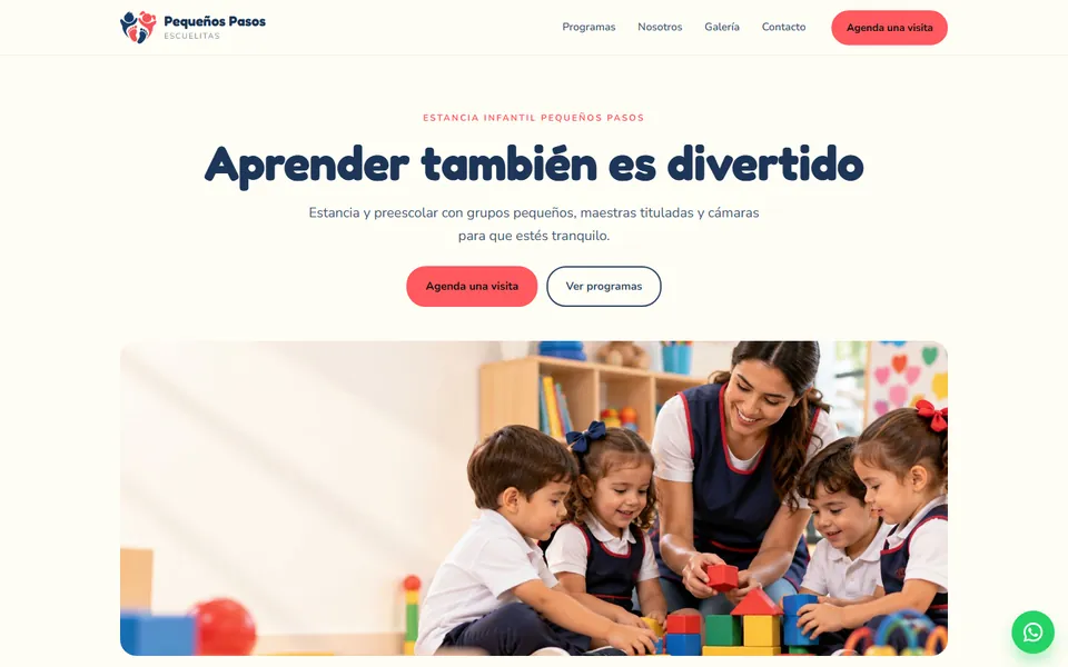 Diseño infantil colorido para escuelitas: portada de Estancia Infantil Pequeños Pasos