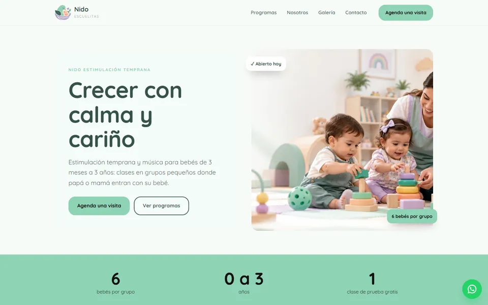 Diseño pastel suave para escuelitas: portada de Nido Estimulación Temprana