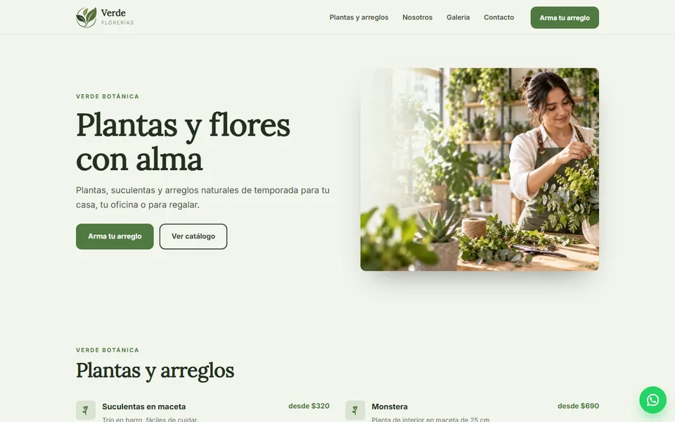 Diseño botánica para florerías: portada de Verde Botánica