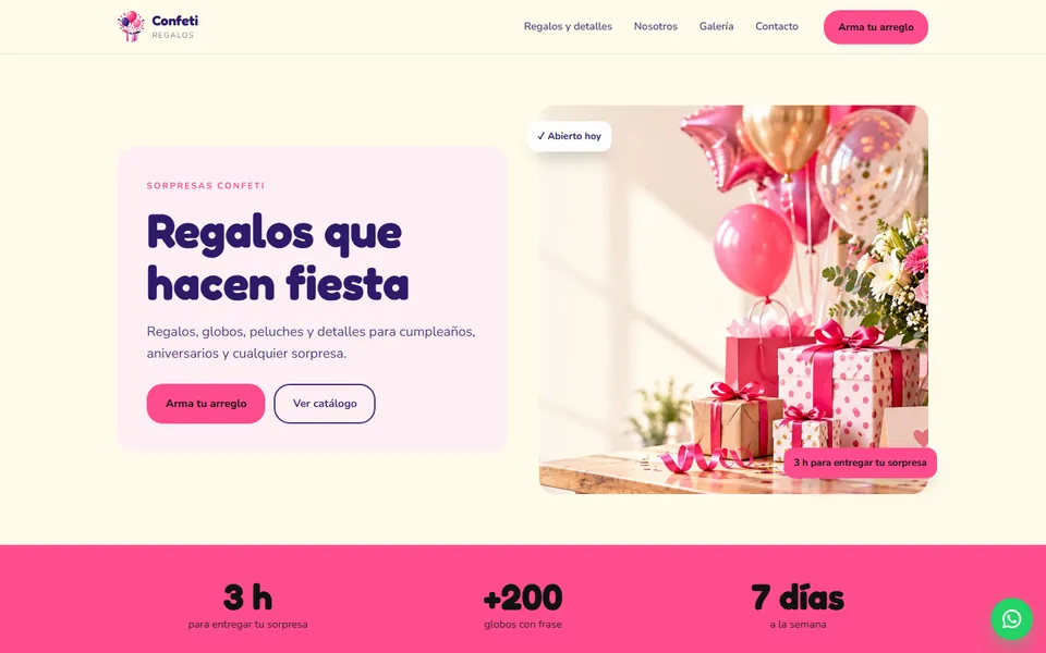 Diseño fiesta para regalos: portada de Sorpresas Confeti