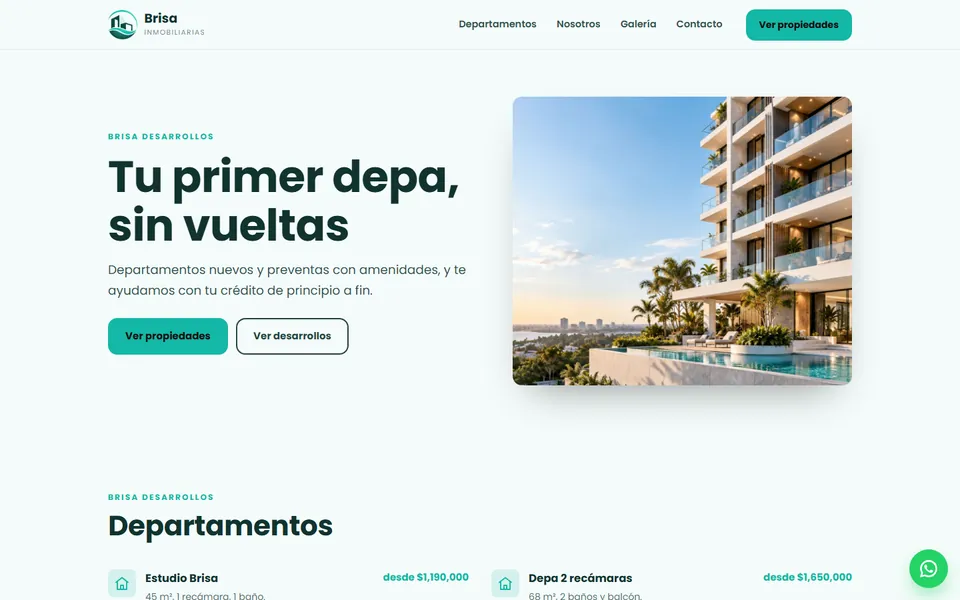 Diseño fresco moderno para inmobiliarias: portada de Brisa Desarrollos