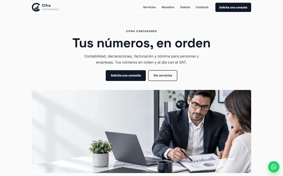 Diseño minimal para contadores: portada de Cifra Contadores