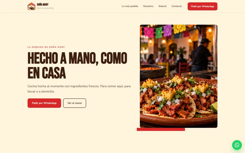 Diseño mexicano tradicional para restaurantes: portada de La Esquina de Doña Mary