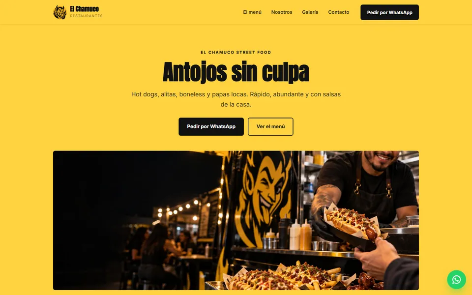 Diseño street food para restaurantes: portada de El Chamuco Street Food