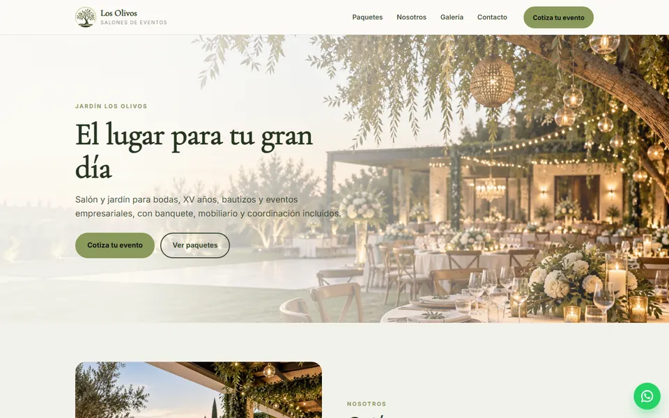 Diseño jardín de ensueño para salones de eventos: portada de Jardín Los Olivos