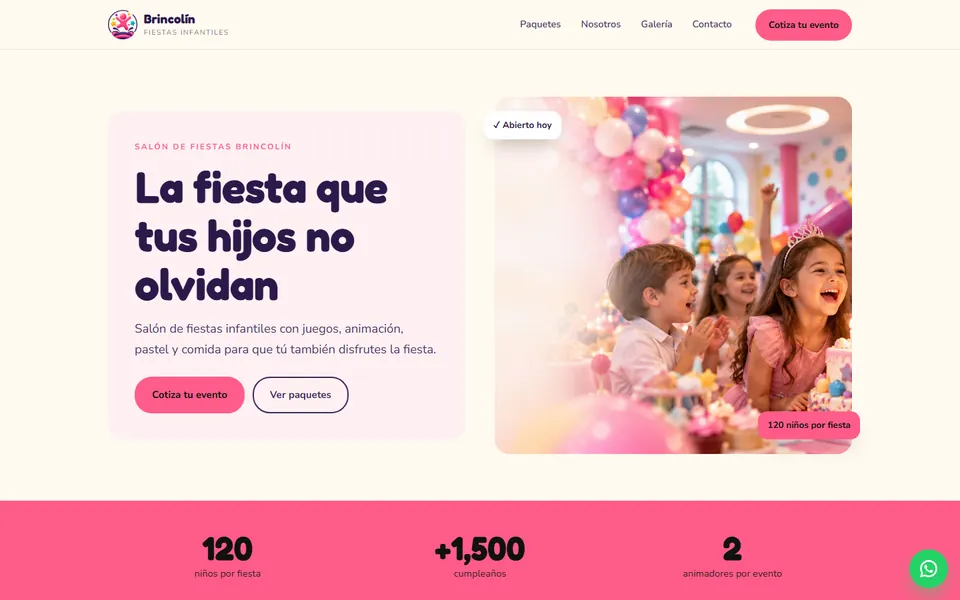 Diseño fiesta infantil para fiestas infantiles: portada de Salón de Fiestas Brincolín