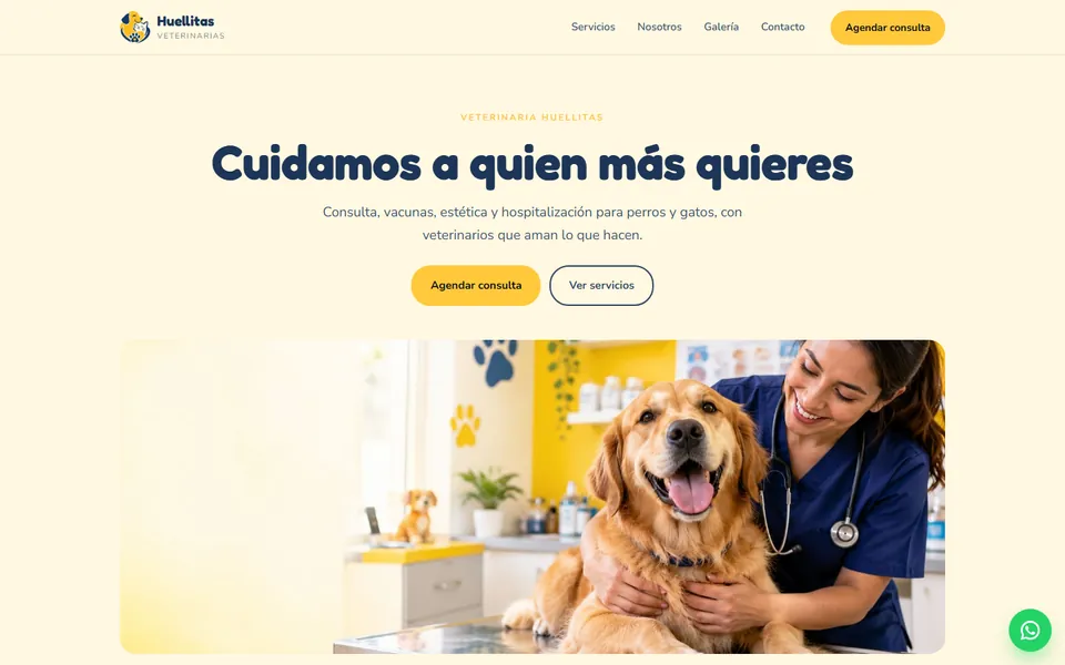Diseño juguetón para veterinarias: portada de Veterinaria Huellitas